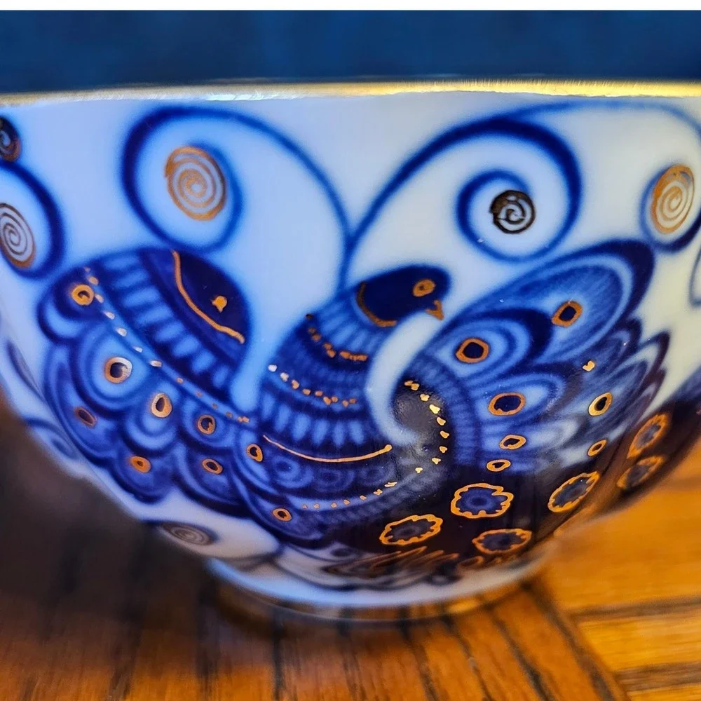 Lomonosov Imperial Porcelain Firebird Tea Cup Saucer Set Cobalt Blue Gold USSR